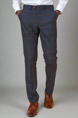 Marc Darcy JENSON - Marine Navy Check Suit With Double Breasted Waistcoat