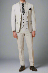 Marc Darcy BROMLEY - Stone Check Three Piece Suit