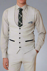 Marc Darcy BROMLEY - Stone Single Breasted Check Waistcoat