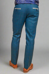 Marc Darcy DION - Blue Tweed Check Trousers