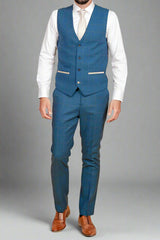 Marc Darcy DION - Blue Tweed Check Waistcoat