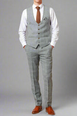 Marc Darcy KRIS - Silver Grey Tweed Waistcoat