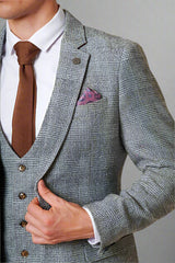 Marc Darcy KRIS - Silver Grey Tweed Blazer